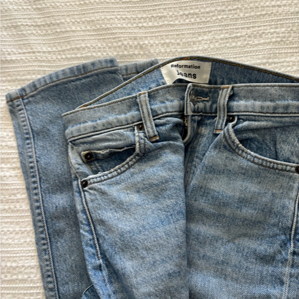 Reformation Light Blue Straight-Leg Jeans